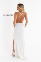 Primavera Couture - 3291 Sparkling Allover Sequin V Neck Sheath Gown