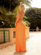 Primavera Couture - 3291 Sparkling Allover Sequin V Neck Sheath Gown