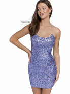 Primavera Couture - 3351 Sequined Strappy Back Fitted Cocktail Dress