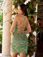Primavera Couture - 3351 Sequined Strappy Back Fitted Cocktail Dress