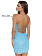 Primavera Couture - 3351 Sequined Strappy Back Fitted Cocktail Dress