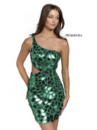 Primavera Couture - 3529 One Shoulder Cut Glass Cocktail Dress