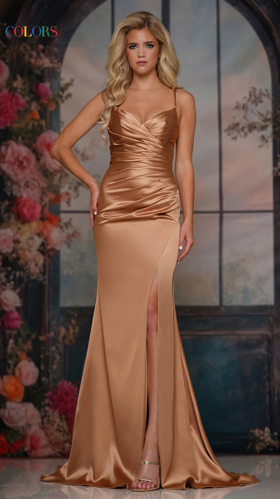 Colors Dress 3530 - Pleated Satin Prom Dress - view 8