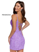 Primavera Couture - 3572 Sheer Plunge V-Neck Sequin Cocktail Dress