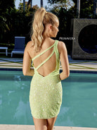 Primavera Couture - 3573 One Shoulder Sequined Fitted Cocktail Dress
