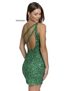 Primavera Couture - 3573 One Shoulder Sequined Fitted Cocktail Dress