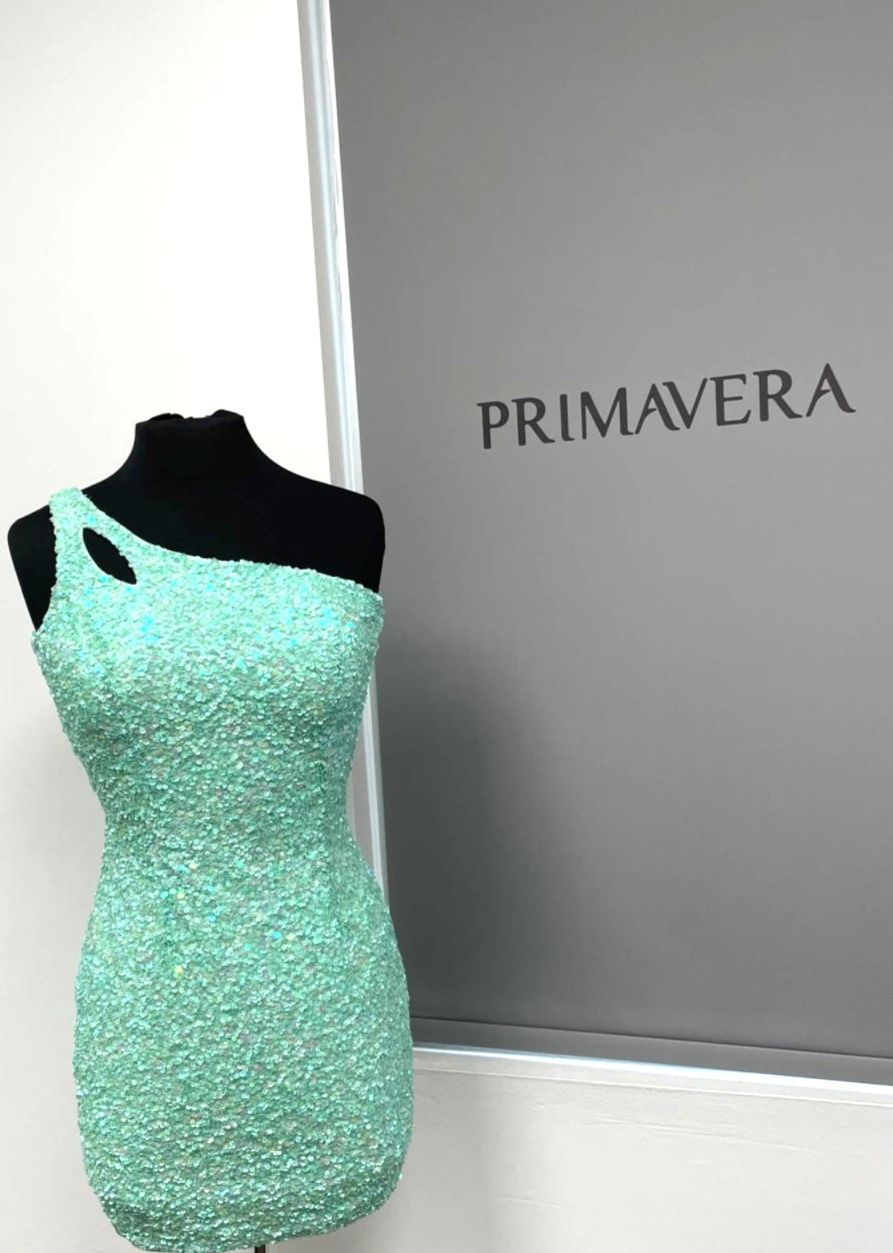 Primavera Couture - 3573 One Shoulder Sequined Fitted Cocktail Dress