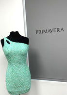 Primavera Couture - 3573 One Shoulder Sequined Fitted Cocktail Dress