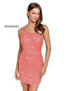 Primavera Couture - 3573 One Shoulder Sequined Fitted Cocktail Dress