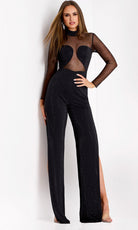 Jovani 36474 - Sheer Rhinestone High Neck Jumpsuit - designer formal jumpsuit at Silhouette Dresses