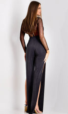 Jovani 36474 - Sheer Rhinestone High Neck Jumpsuit - back view