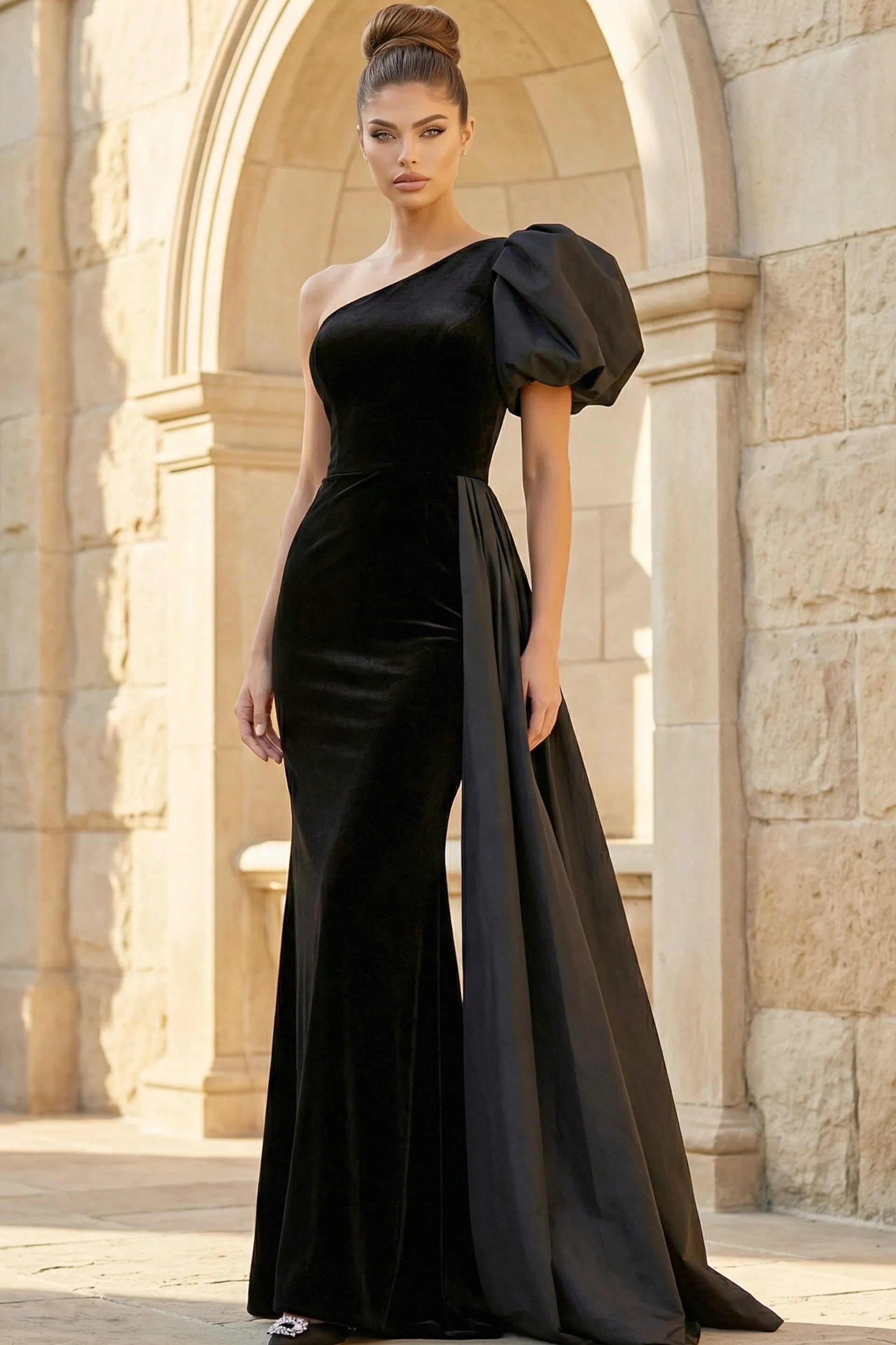 Jovani 36878 - Asymmetric Sheath Evening Gown - view 4