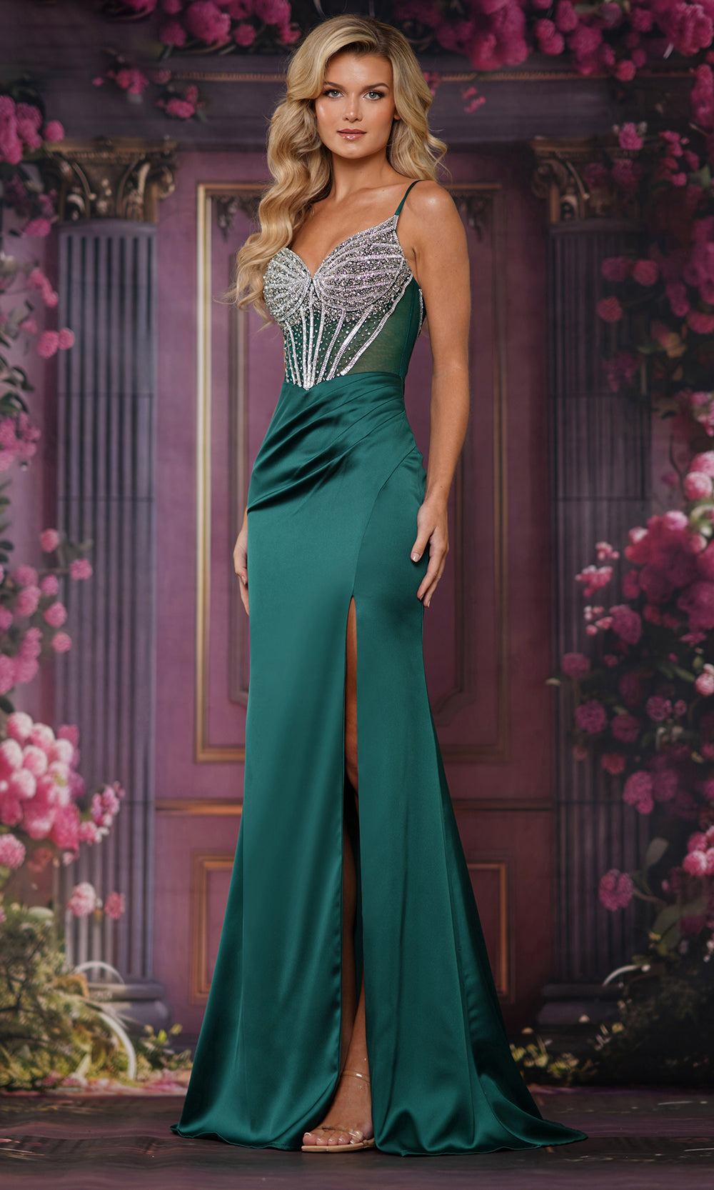 Colors Dress 3693 - Beaded Corset Spaghetti Strap Gown - back view