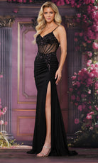 Colors Dress 3705 - Beaded Embellished V-Neckline Dress - Silhouette Dresses