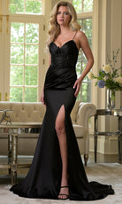 Colors Dress 3706 - Sheer Beaded Spaghetti Strap Gown - Silhouette Dresses