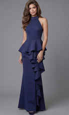 Jovani 37089 - Layered Peplum High Halter Long Gown - designer prom dress at Silhouette Dresses