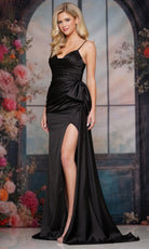 Colors Dress 3709 - Cowl Neckline Ruched Gown with Bow Detail - Silhouette Dresses