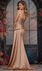 Colors Dress 3709 - Cowl Neckline Ruched Gown with Bow Detail - detail view