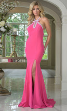 Colors Dress 3718 - Halter Pearl Embellished Fitted Gown - view 5