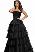 Jovani 37210 - Straight Across Ruffled Ballgown - designer ball gown at Silhouette Dresses