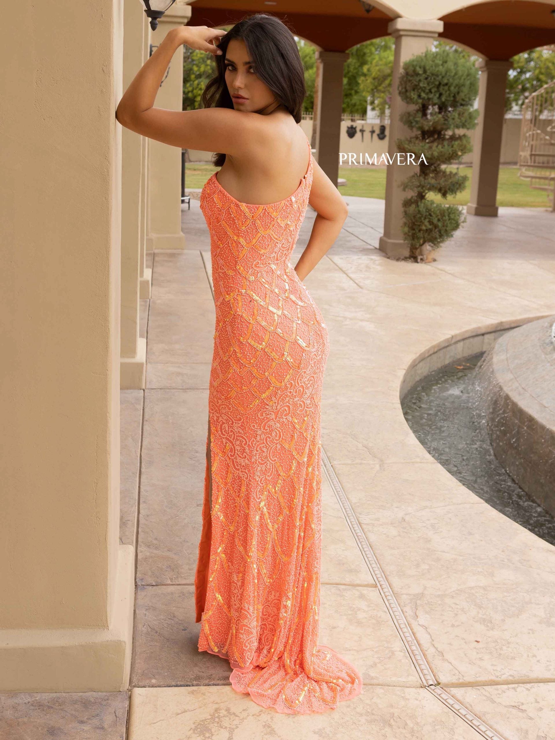 Primavera Couture - 3729 One Shoulder Asymmetrical Dress