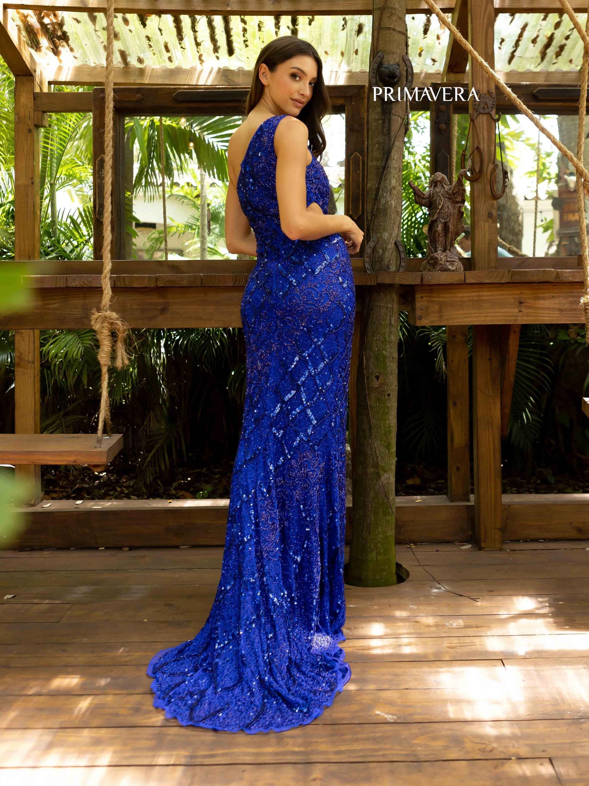 Primavera Couture - 3729 One Shoulder Asymmetrical Dress