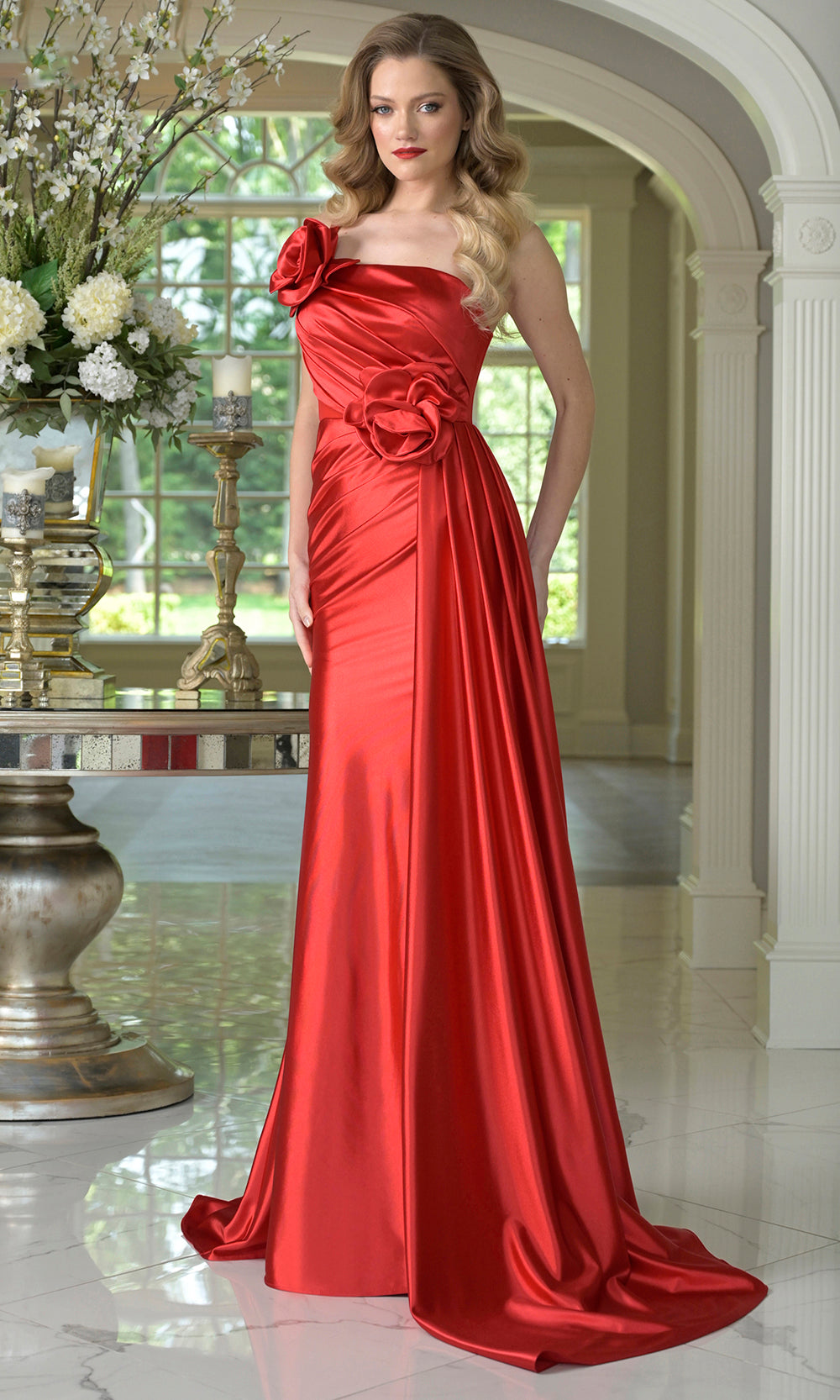 Colors Dress 3731 - One Shoulder Rosette Accent Gown - back view