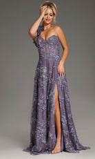 Jovani 37353 - One Shoulder Floral Embroidered Gown - back view