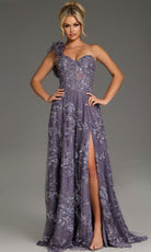 Jovani 37353 - One Shoulder Floral Embroidered Gown - designer formal gown at Silhouette Dresses
