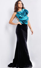 Jovani 37363 - Asymmetric Rosette Mermaid Gown - designer prom dress at Silhouette Dresses