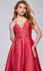 Jovani 37393 - Sleeveless Tea-Length Dress with Zipper Detail - view 4
