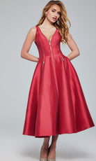 Jovani 37393 - Sleeveless Tea-Length Dress with Zipper Detail - designer homecoming dress at Silhouette Dresses