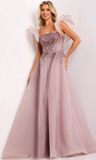 Jovani 37423 - Flutter Sleeve Embellished A-Line Gown - designer formal gown at Silhouette Dresses