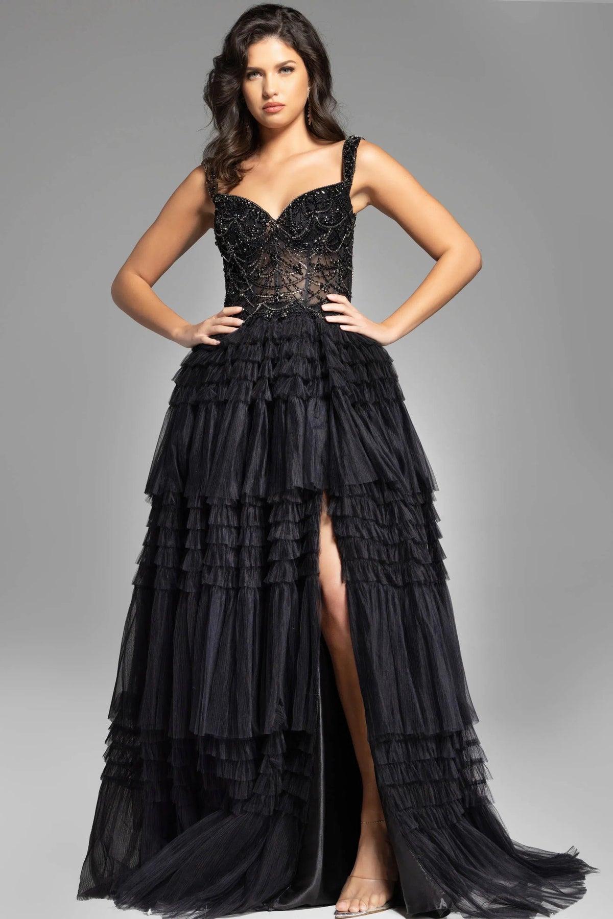 Jovani 37438 - Sleeveless Ruffled Ballgown - designer ball gown at Silhouette Dresses