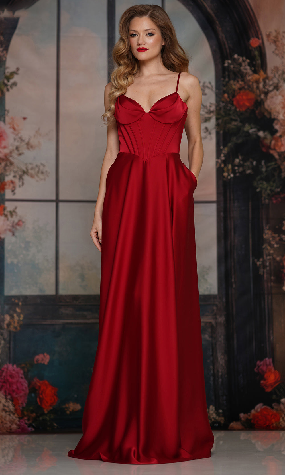 Colors Dress 3743 - Sweetheart Satin A-line Gown - back view