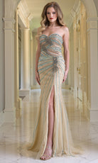 Colors Dress 3755 - Cutout Waist Beaded Sheath Gown - Silhouette Dresses