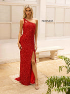 Primavera Couture - 3761 Asymmetrical Sequin Double Strap Dress