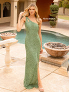 Primavera Couture - 3761 Asymmetrical Sequin Double Strap Dress