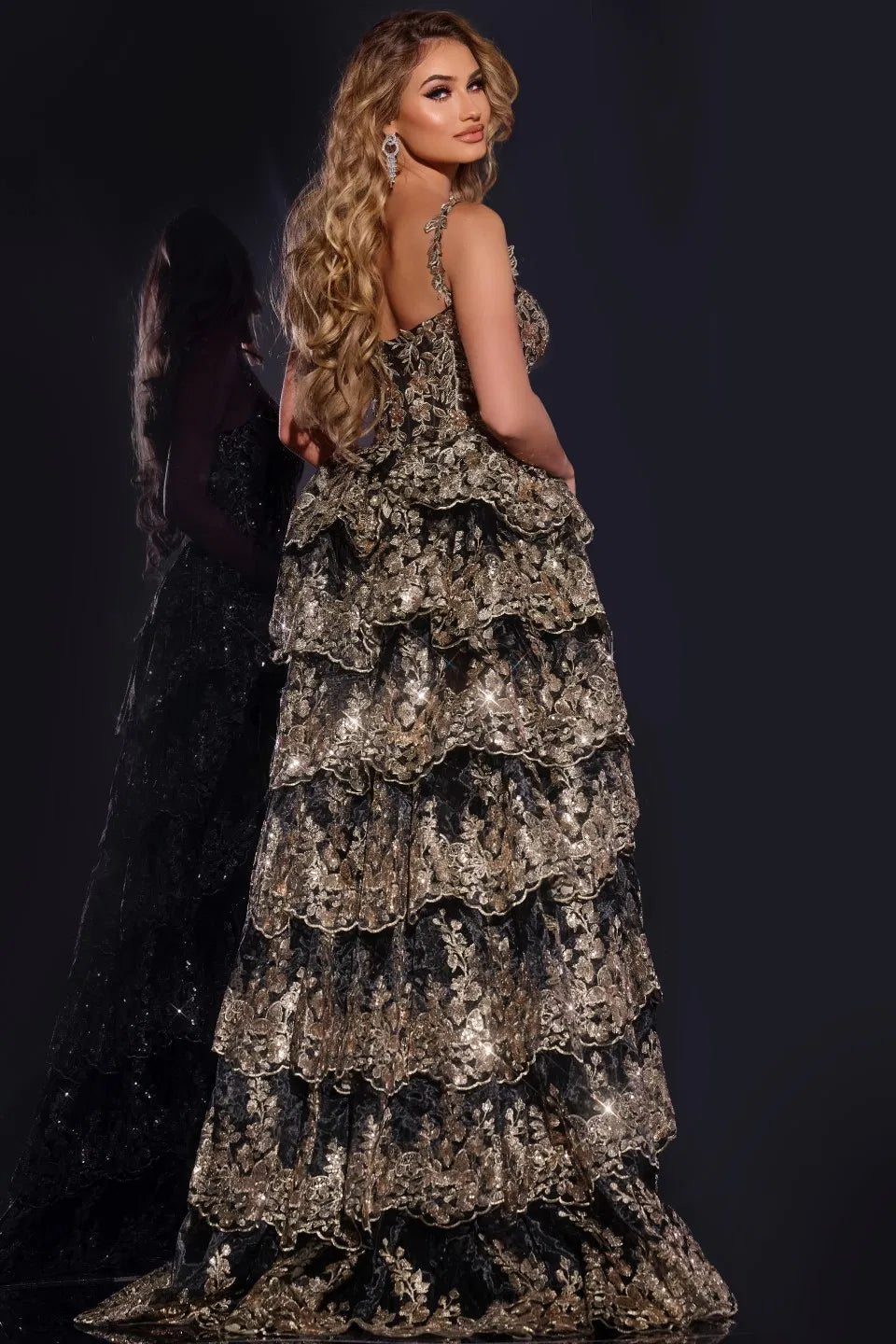 Jovani 37630 - Sequin Embellished High Slit Gown - view 9