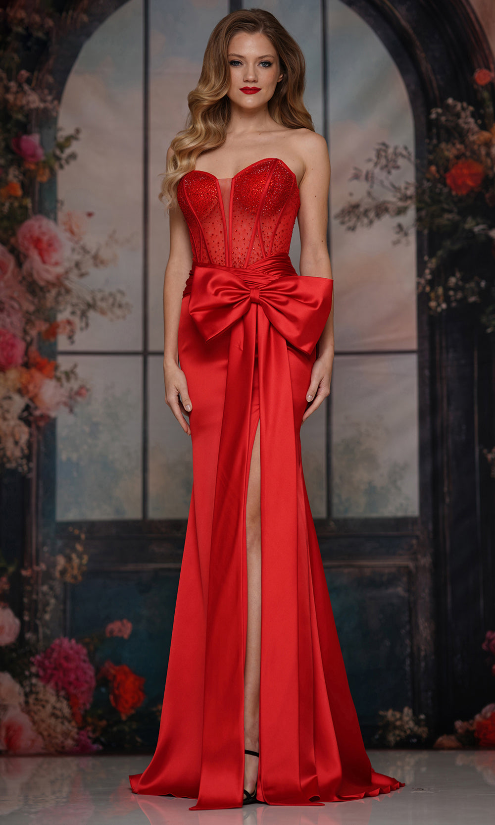 Colors Dress 3769 - Strapless Corset Bow Detail Dress - view 4