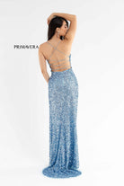 Primavera Couture - 3791 V-Neck Sequin Lace Up Dress