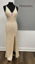 Primavera Couture - 3792 Sleeveless Sequin High Slit Dress