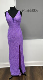 Primavera Couture - 3792 Sleeveless Sequin High Slit Dress