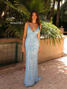 Primavera Couture 3793 - Deep V-Neck Sheath Evening Gown