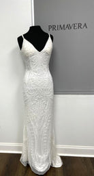 Primavera Couture 3793 - Deep V-Neck Sheath Evening Gown