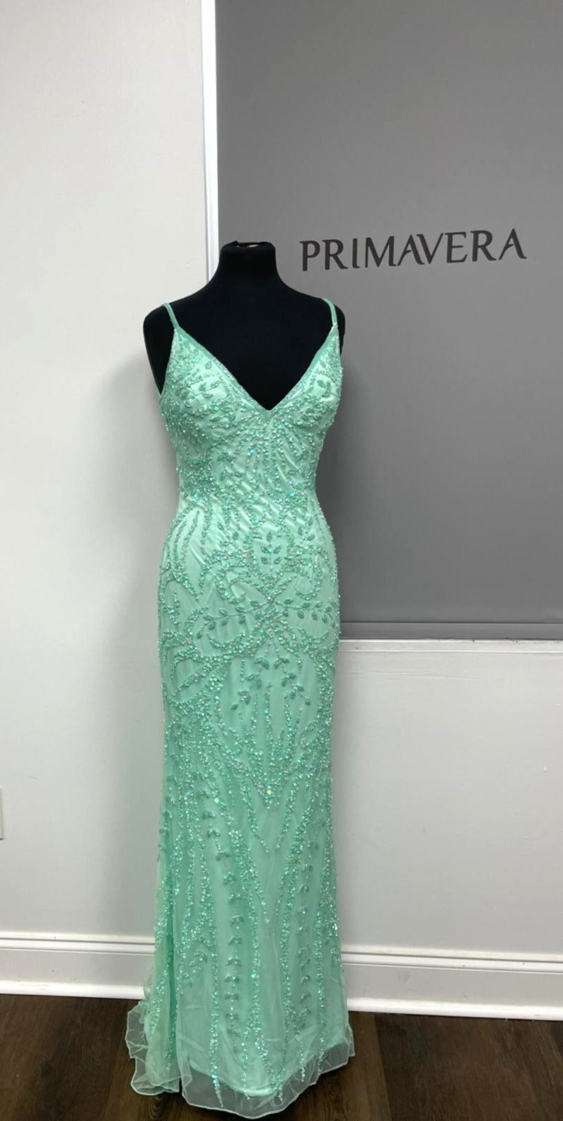 Primavera Couture 3793 - Deep V-Neck Sheath Evening Gown