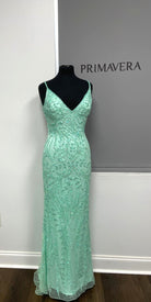 Primavera Couture 3793 - Deep V-Neck Sheath Evening Gown