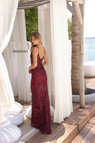 Primavera Couture 3793 - Deep V-Neck Sheath Evening Gown