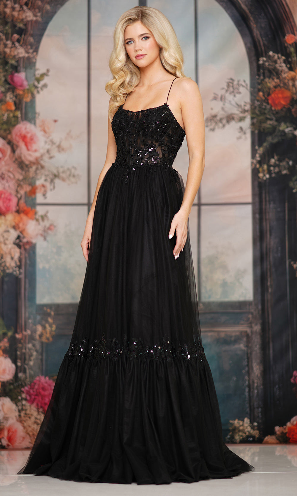 Colors Dress 3799 - Embellished Scoop Neck A-line Gown - Silhouette Dresses
