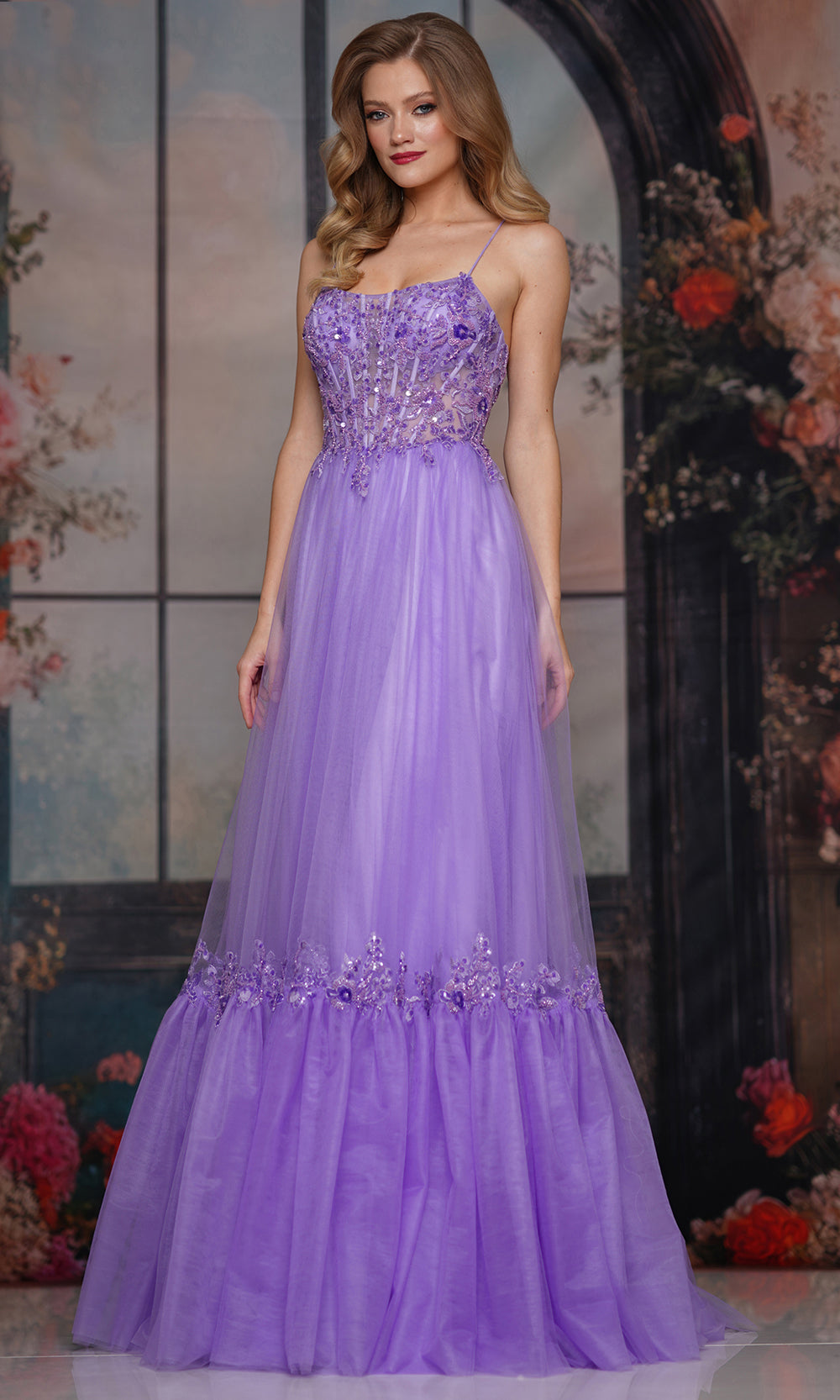 Colors Dress 3799 - Embellished Scoop Neck A-line Gown - back view